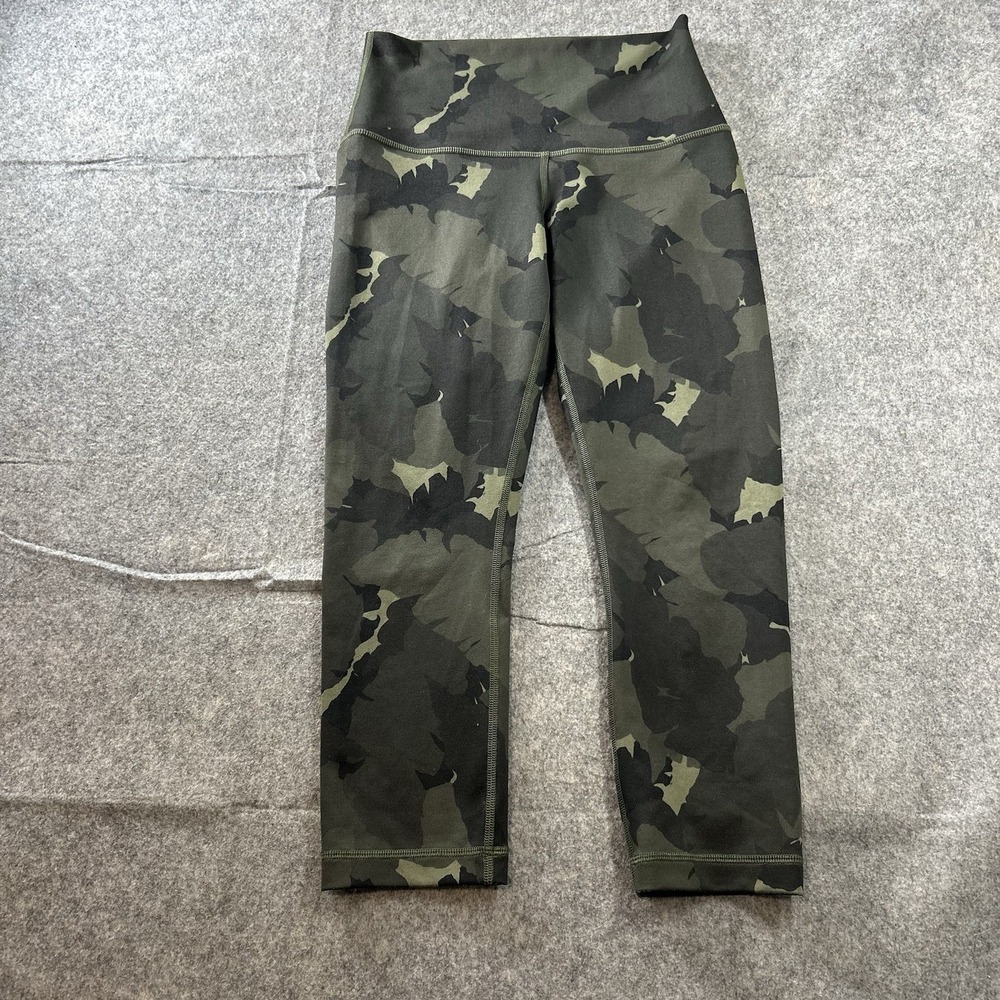 Lululemon Leggings Womens 6 Wunder Under Crop II Palm Party Fatigue Green Yoga